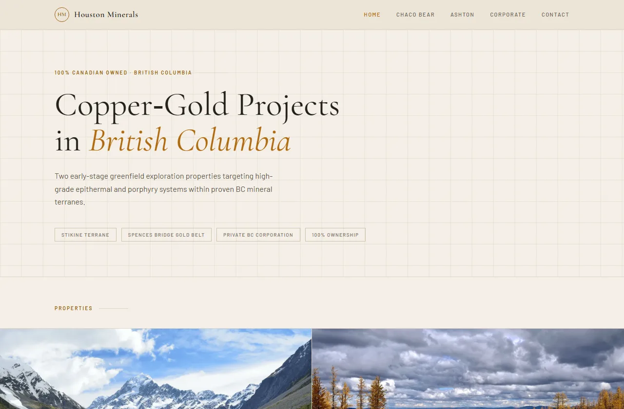 Houston Minerals homepage